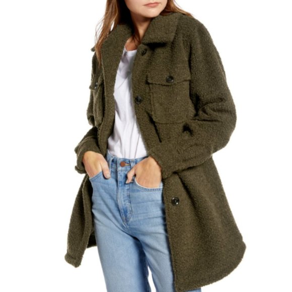 Something Navy Womens Berber Faux Shearling Button